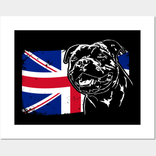 Staffordshire Bull Terrier Mom Dad Union Jack Flag patriotic dog Posters and Art